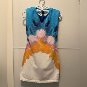 Design Lab Tie-Dye Body-con Dress w/ Shoulder Pads